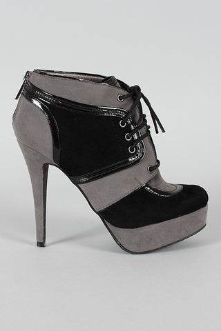 Dollhouse Fly Two Tone Lace Up Platform Bootie