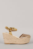 Bamboo Glitter Espadrille Platform Wedge