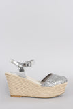 Bamboo Glitter Espadrille Platform Wedge