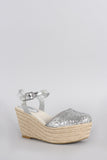 Bamboo Glitter Espadrille Platform Wedge