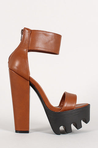 Wild Diva Lounge Open Toe Chunky Platform Heel