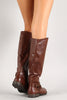 Criss Cross Double Buckle Riding Knee High Boot