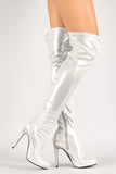 Metallic Almond Toe Stiletto Thigh High Boot