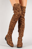 Leopard Suede Zip Up Over-The-Knee Boots