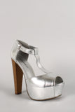 Breckelle Metallic T-Strap Platform Heel