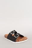 Wild Diva Double Buckle Slip On Footbed Sandal