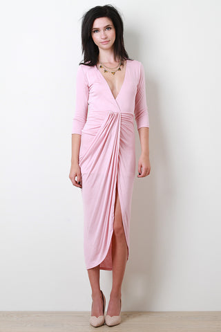 V-Neckline Draped Dress