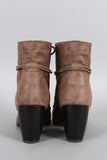 Qupid Oil Finish Suede Lace Up Bootie