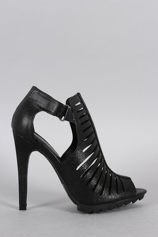 Qupid Stingray Strappy Cutout Bootie