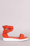 Bamboo Nubuck Ankle Straps Flatform Sandal