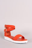 Bamboo Nubuck Ankle Straps Flatform Sandal