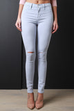 Knee Slit Skinny Pants