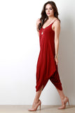 Plunging Neckline Draping Oversize Jumpsuit