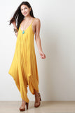 Plunging Neckline Draping Oversize Jumpsuit