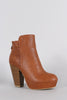 Wild Diva Lounge Criss-Cross Stitching Platform Chunky Heeled Booties