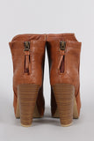 Wild Diva Lounge Criss-Cross Stitching Platform Chunky Heeled Booties