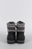 Liliana Fair Isle Fleece Lace Up Flat Booties