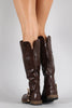 Buckle Round Toe Riding Knee High Boot