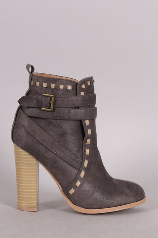 Qupid Moto Straps and Stitches Ankle Boots