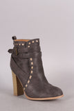 Qupid Moto Straps and Stitches Ankle Boots