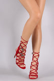 Shoe Republic LA Loops Lace Up Open Toe Heel