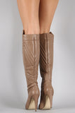 Liliana Quilted Patterned Stitch Pointy Toe Stiletto Boots