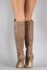 Liliana Quilted Patterned Stitch Pointy Toe Stiletto Boots