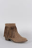 Breckelle Suede Fringe Round Toe Cowgirl Ankle Boots