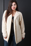 Plush Knit Open Flap Collar Cardigan