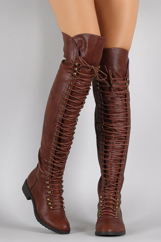 Combat Lace Up Over-The-Knee Boots