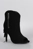 Fringe Chained Peep Toe Stiletto Booties