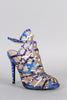 Qupid Snake Caged Peep Toe Stiletto Heel