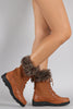 Faux Fur Lace Up Winter Snow Boots