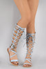 Qupid Strappy Buckled Lace Up Gladiator Flat Sandal