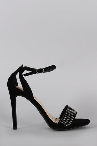 Anne Michelle Rhinestone Ankle Strap Stiletto Heel