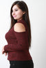 Marled Knit Long Sleeves Cold Shoulder Top