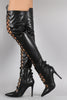 Strapped Corset Pointy Toe Over-The-Knee Stiletto Boots