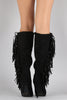 Breckelle Faux Suede Side Fringe Stiletto Knee High Boot