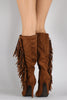 Breckelle Faux Suede Side Fringe Stiletto Knee High Boot