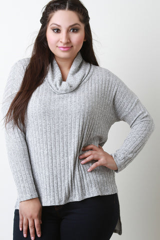 Cowl Neck Long Sleeves High Low Sweater Top