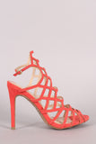 Wild Diva Lounge Caged Peep Toe Stiletto Heel