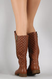 Bamboo Quilted Zipper Trim Riding Knee High Boots