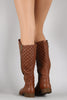 Bamboo Quilted Zipper Trim Riding Knee High Boots