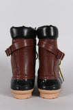 Liliana Buckled Strap Lace Up Duck Ankle Boots