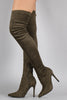 Suede Pointy Toe Stiletto Over-The-Knee Boots