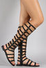 Elasticized Strappy Studded Gladiator Flat Sandal