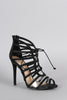 Liliana Strappy Lucite Lace Up Peep Toe Heel