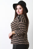 Mixed Knit Stripes Quarter Sleeve Top