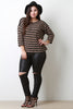 Mixed Knit Stripes Quarter Sleeve Top