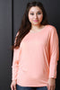 Round Neck Button Accent Dolman Sleeves Top